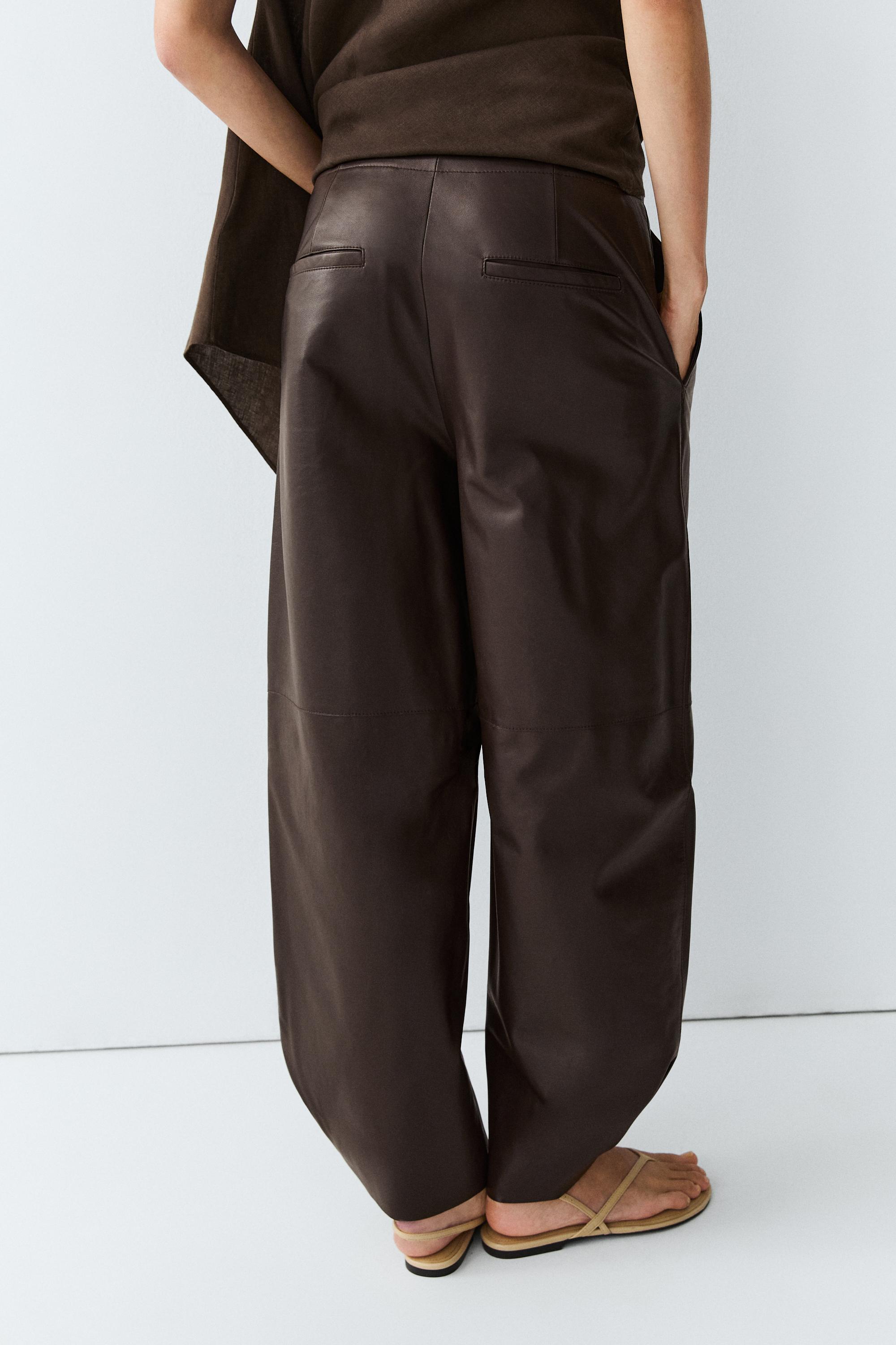Pantalon barrel fit en cuir